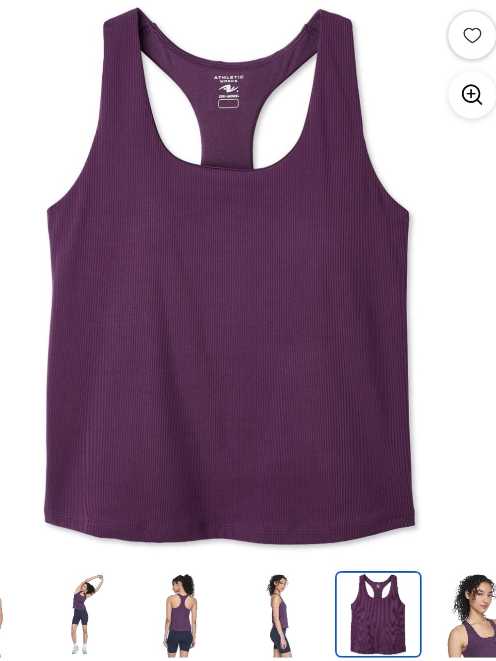Athletic Works Women’s Racerback Tank Top Purple Plum NWT Large